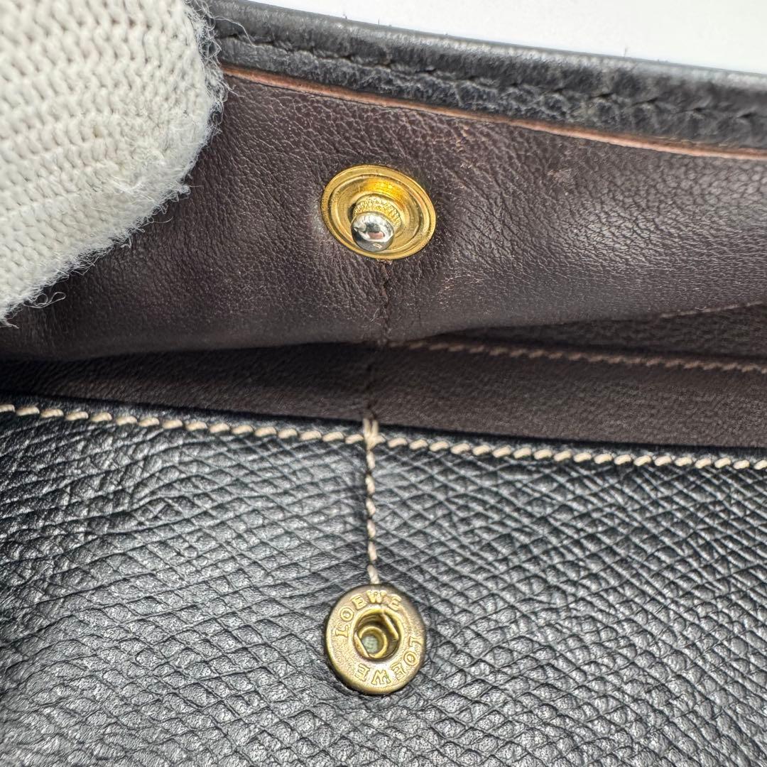 LOEWE ロエベ アナグラム 2つ折り カーフ レザー 長財布 ブラック