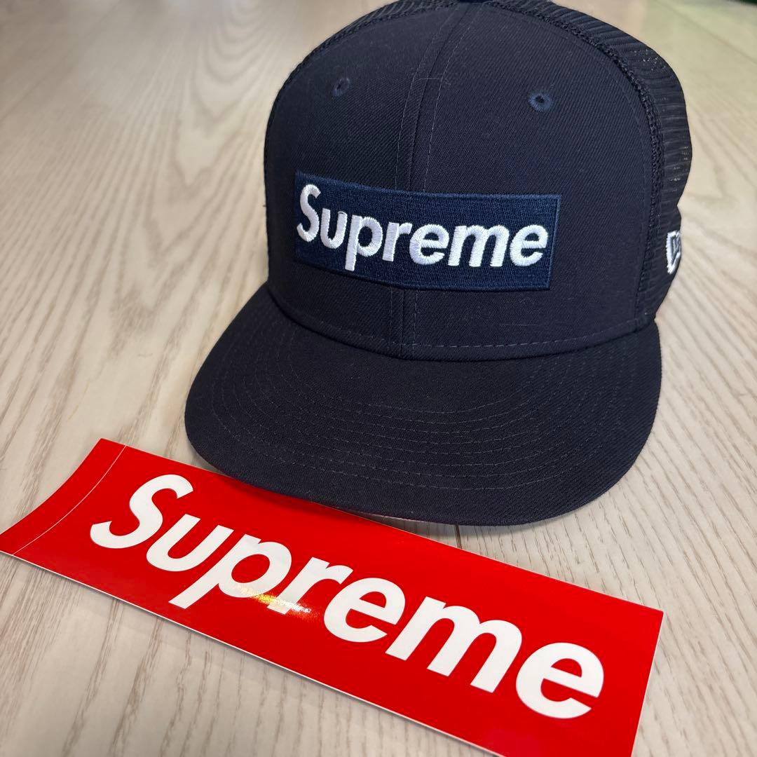 【超美品！！】supreme ニューエラ　メッシュキャップ　ネイビー
