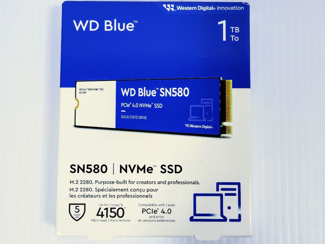 WesternDigital SN580 1TB M.2 SSD・2412h使用
