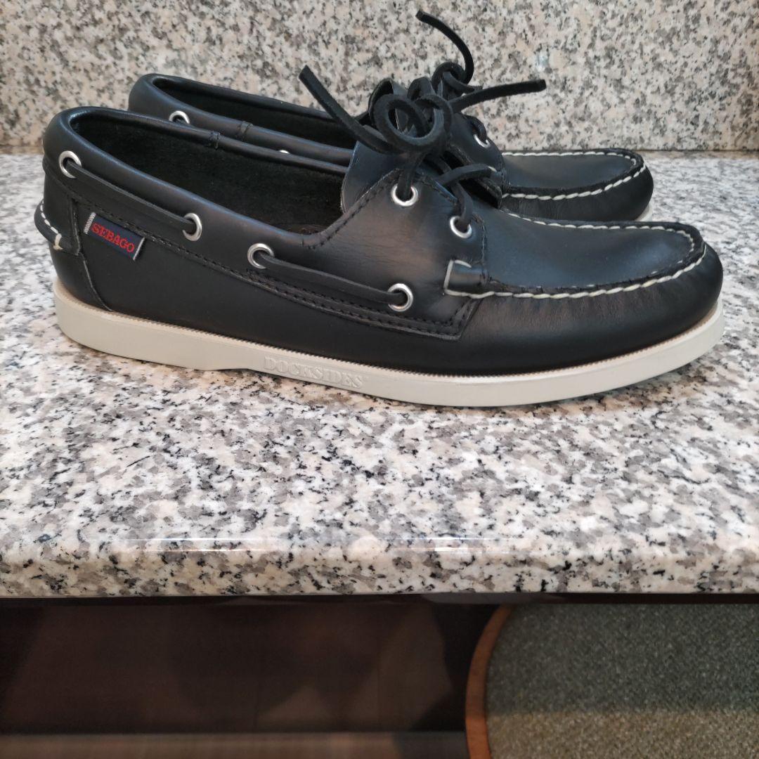 極美品　セバゴ　ドックサイズ　黒 レザー デッキシューズ　モカシン　サイズUS7