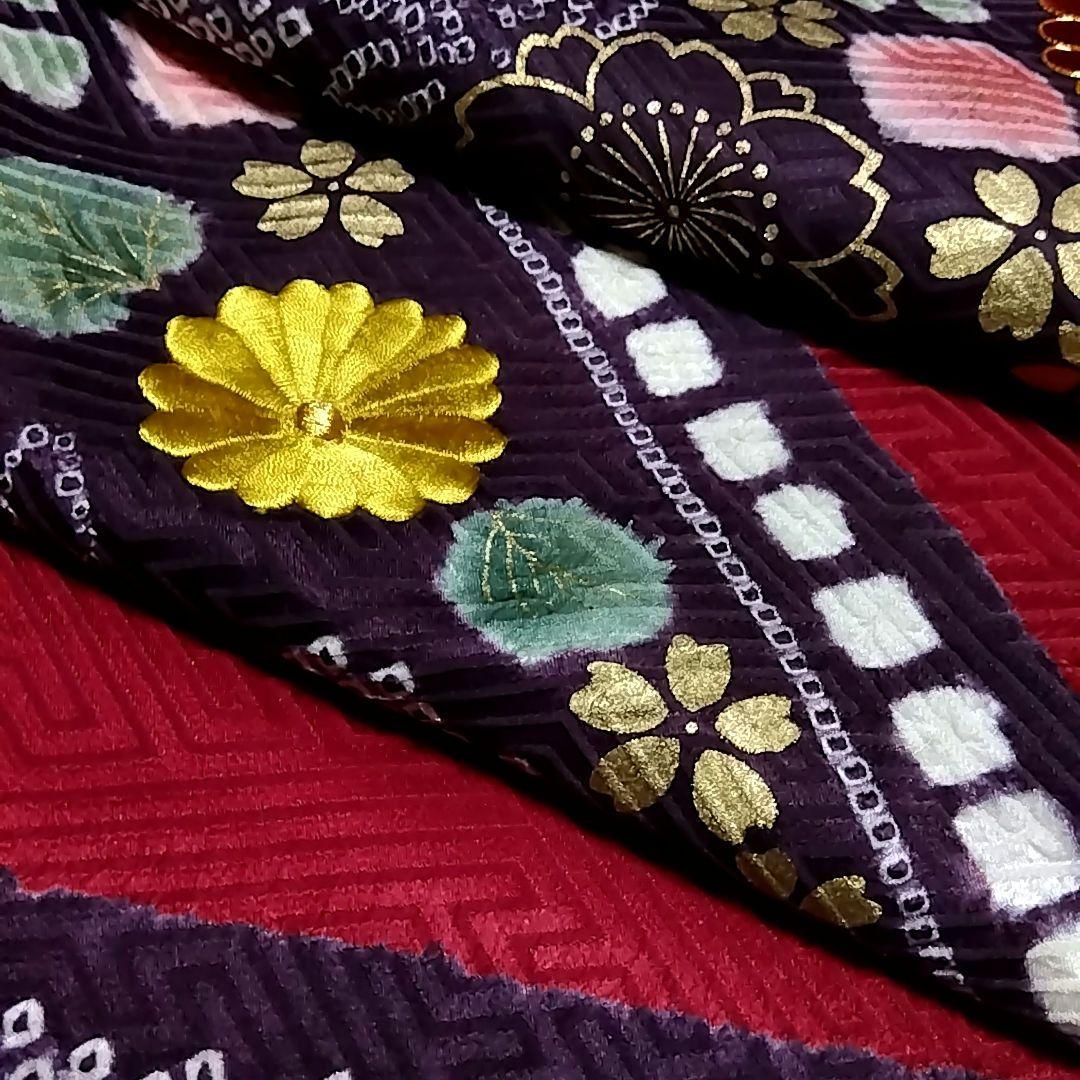 振袖 赤 絞り 刺繍 地紋 成人式 駒刺繍 セット 袋帯