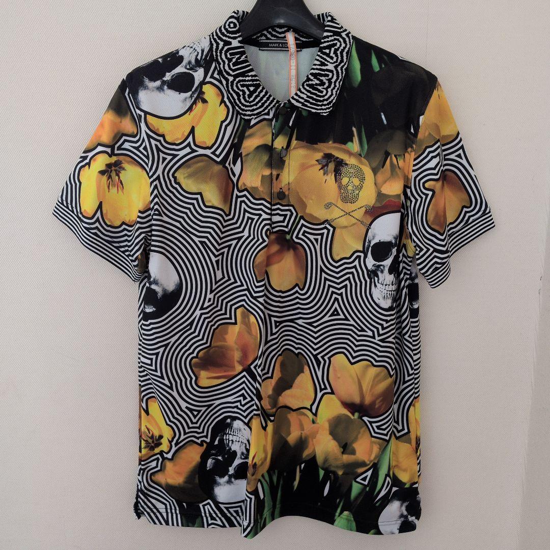 美品　MARK＆LONA 　ゴルフ　スカル花柄 　半袖ポロシャツ　メンズ　L