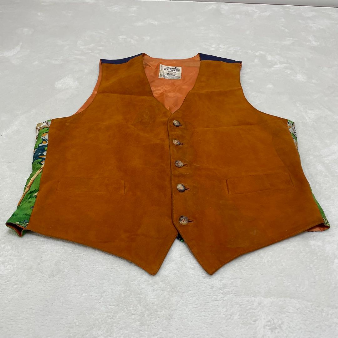 h*i様 希少 HERMES SICHUAN 四川省 ベスト ジレ 羊革 シルク