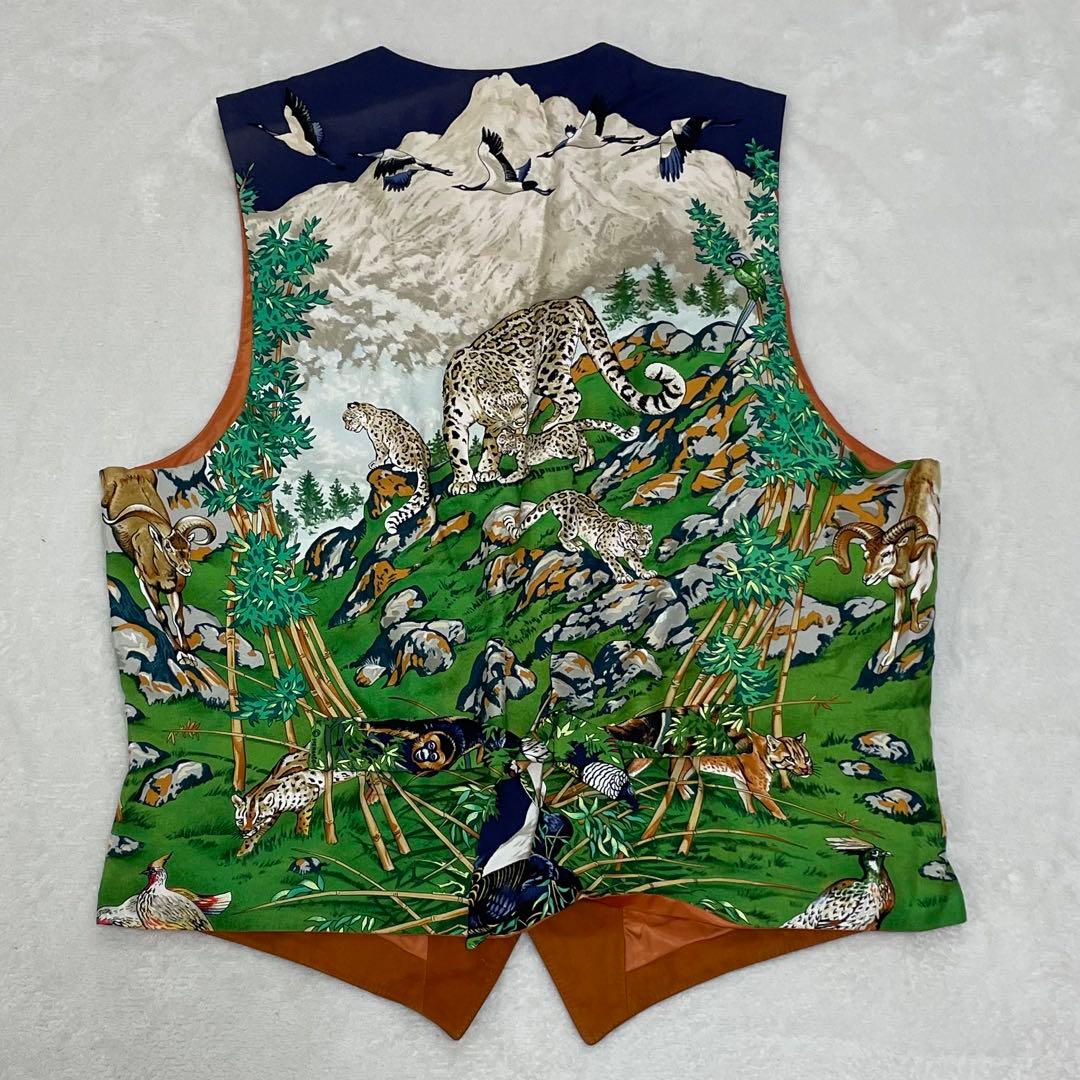 h*i様 希少 HERMES SICHUAN 四川省 ベスト ジレ 羊革 シルク