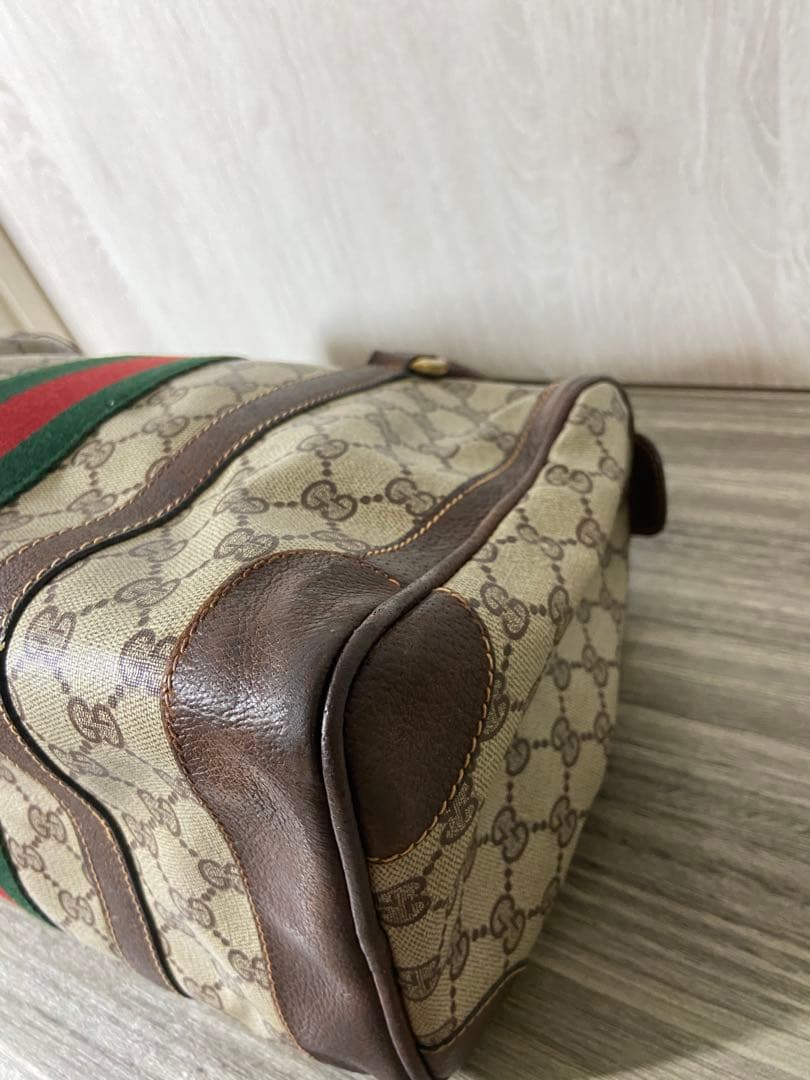 GUCCI ボストンバッグ　シェリーライン　GG スプリーム　レザー