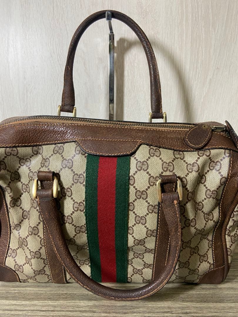 GUCCI ボストンバッグ　シェリーライン　GG スプリーム　レザー