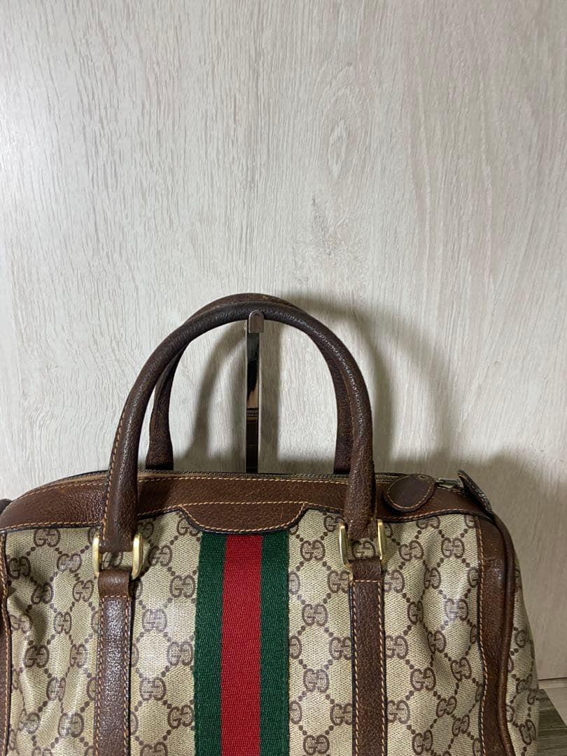 GUCCI ボストンバッグ　シェリーライン　GG スプリーム　レザー