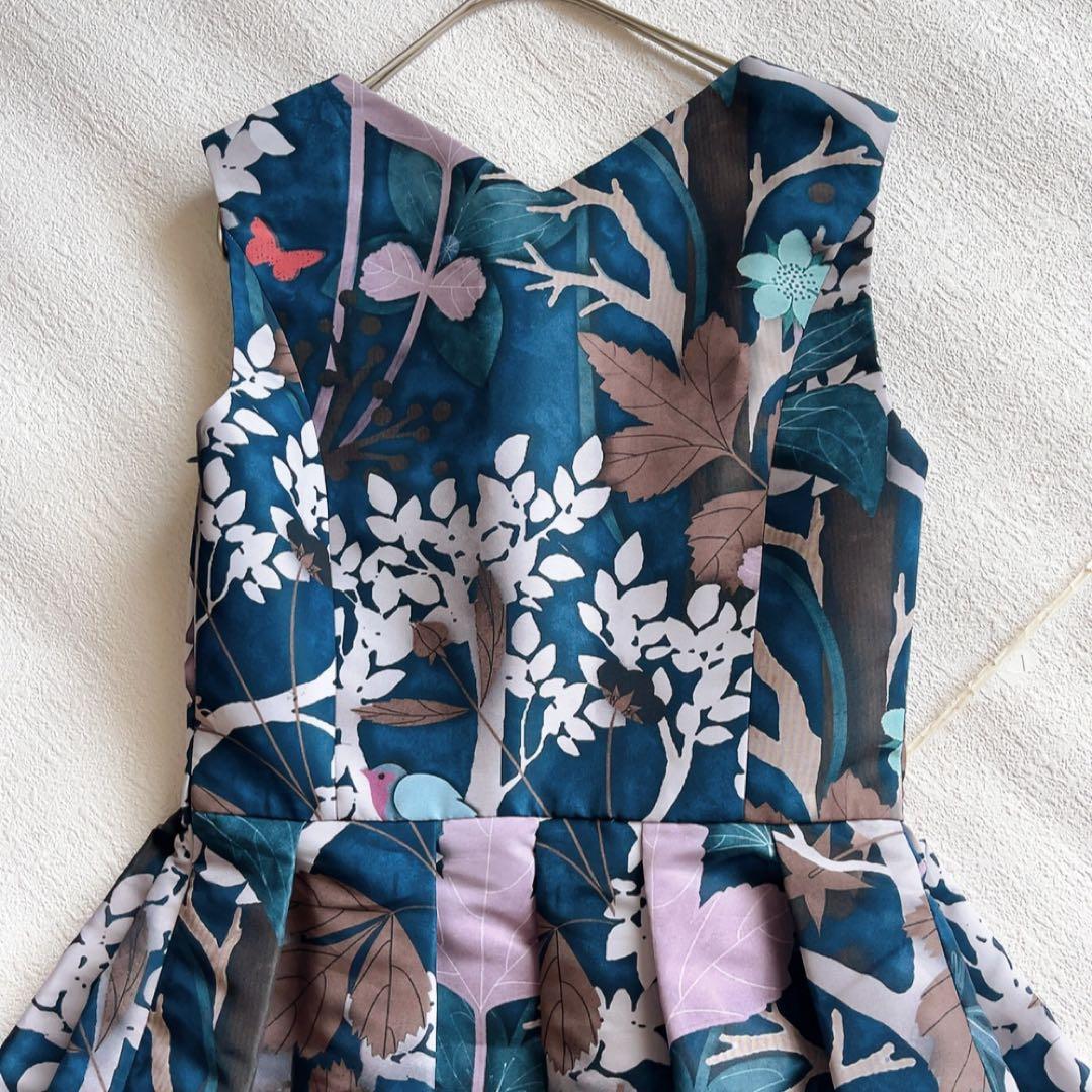 RED VALENTINO ボタニカル フクロウ　ノースリーブワンピース　38