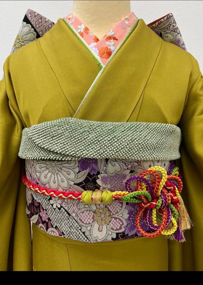 振り袖　フルセット　長襦袢付　成人式　山吹色　金彩加工　結婚式　767