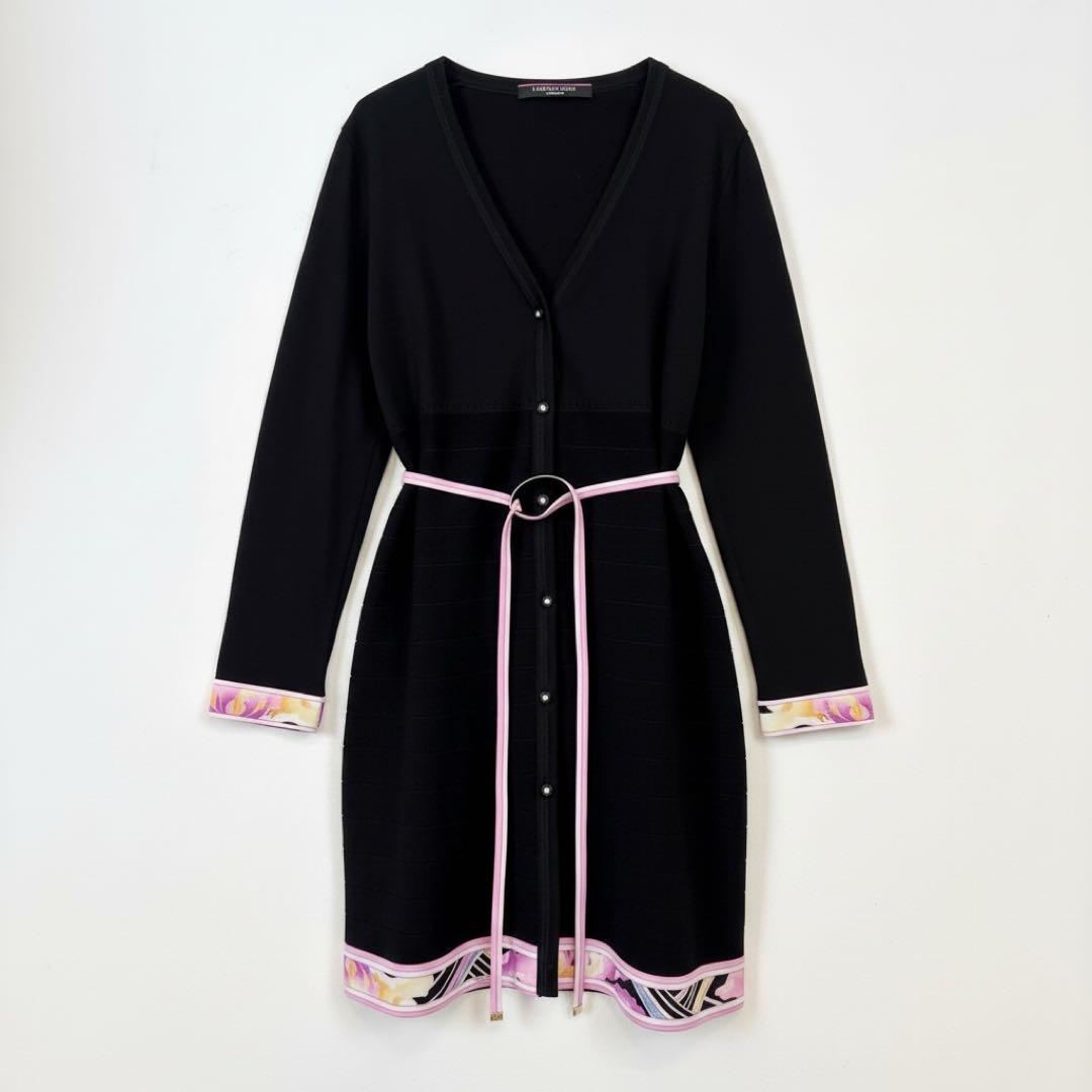近年物 極美品✨レオナール カンカン素材 ロングカーディガン 羽織り 黒
