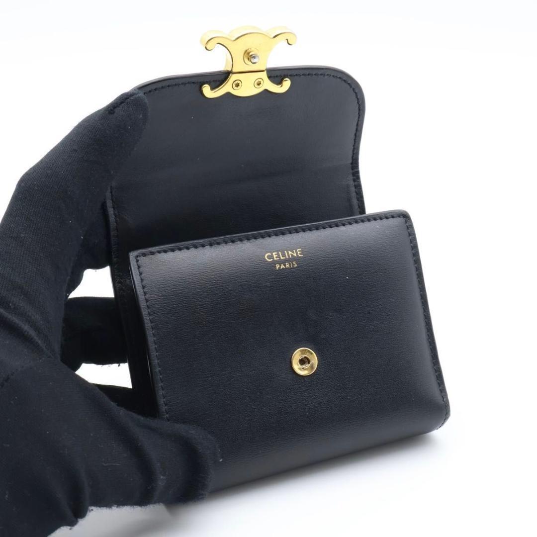 【極美品】CELINE スモールフラップウォレット　三つ折り財布　黒