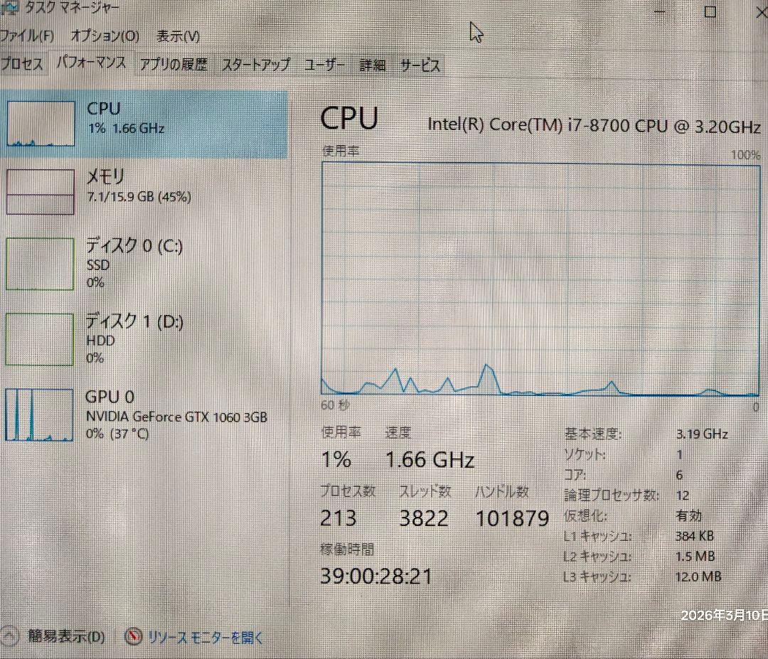 G-TUNE ゲーミングPC i7-8700 GTX 1060 メモリ16gb