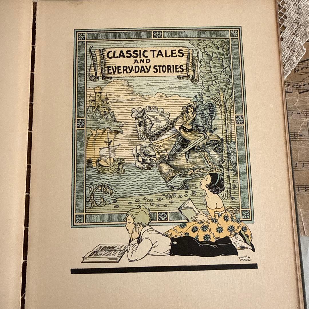 ステキな挿絵アンティーク児童書　洋書　古書　絵本ジャンクジャーナル素材　童話