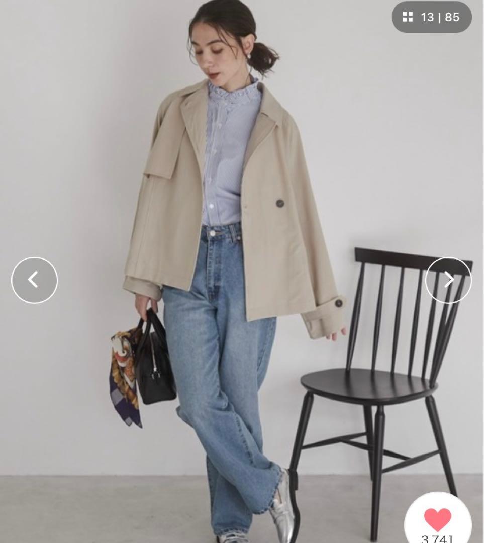 アユ超美品❣️ANGIE ショートトレンチコート ベージュ フリー