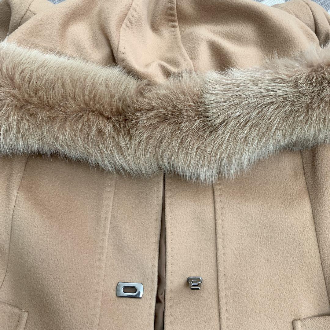 正規品 MAXMARA STUDIO フォックスファーフード付ウールコート 38