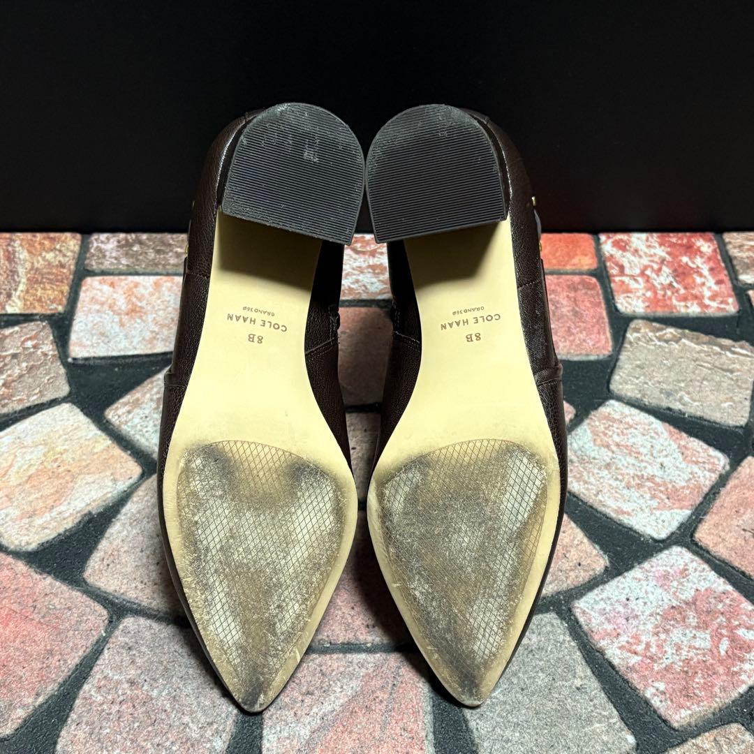 COLE HAAN ショートブーツ レザー　25cm 太ヒール サイドジップ