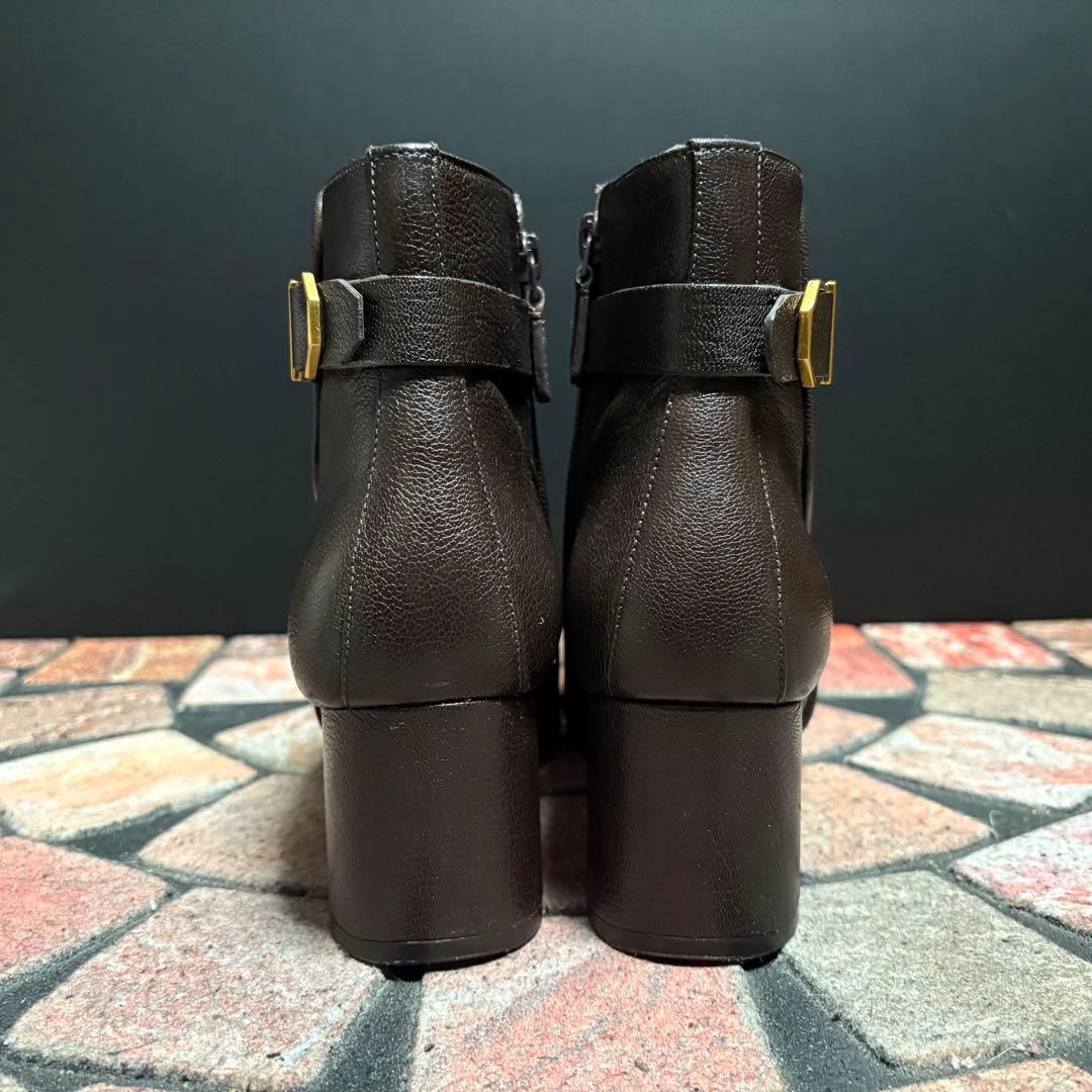 COLE HAAN ショートブーツ レザー　25cm 太ヒール サイドジップ