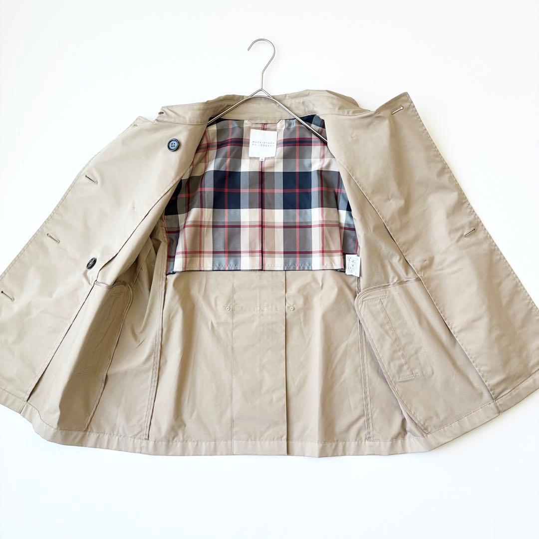2931yマッキントッシュ ショートトレンチコート チェック　ベージュ　L