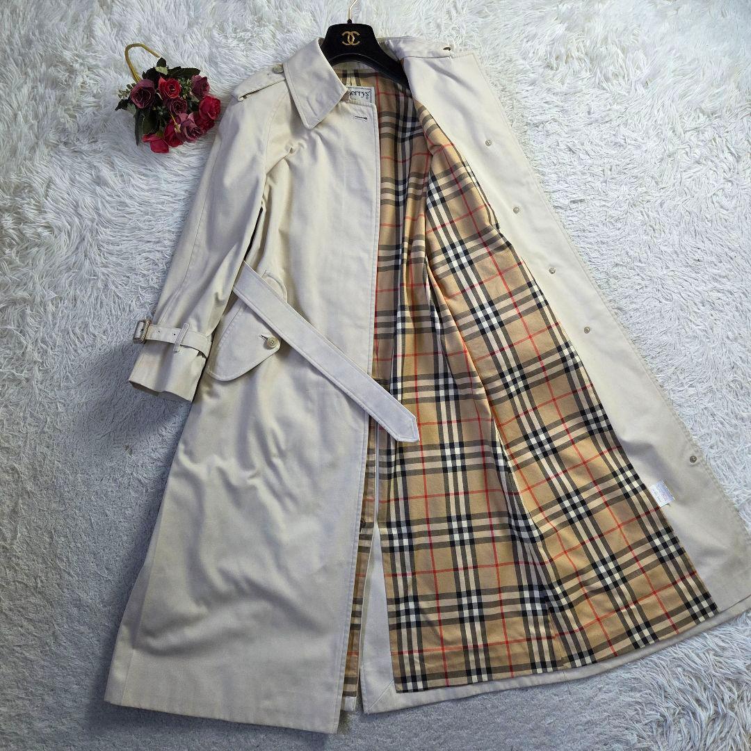 美品 バーバリー シングル トレンチコート ノバチェック ライトベージュ S