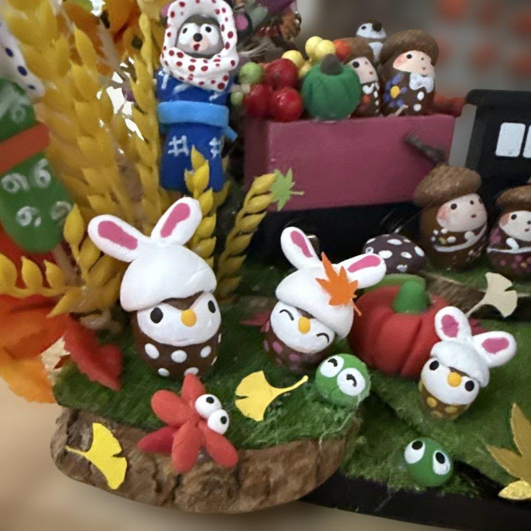 どんぐりアート♡秋のオブジェ　トロッコ添え♡
