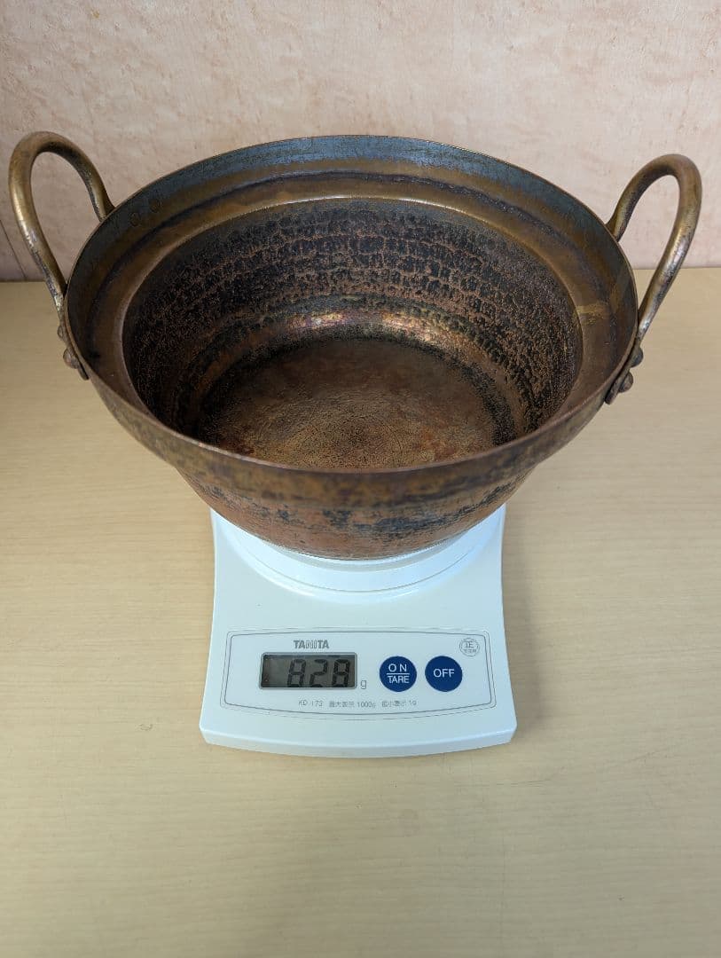 銅鍋 両手鍋 約828g レトロ アンティーク 調理器具 古道具