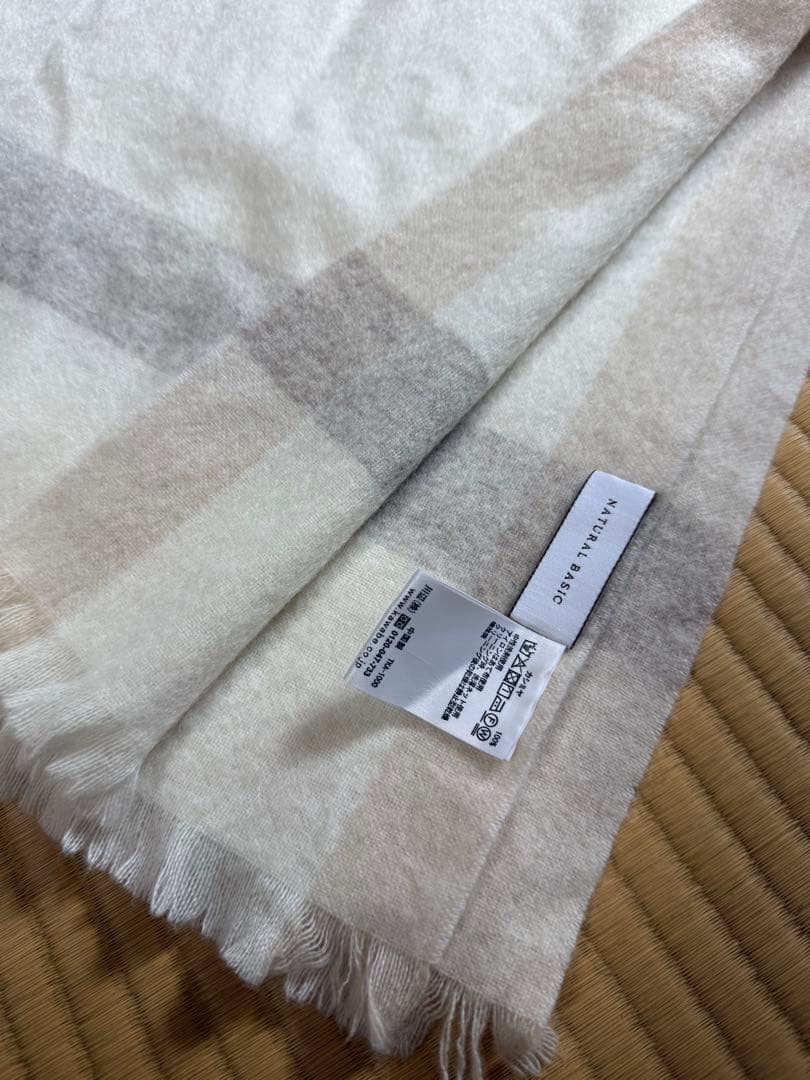 【美品】カシミヤストール ホワイト・ベージュ