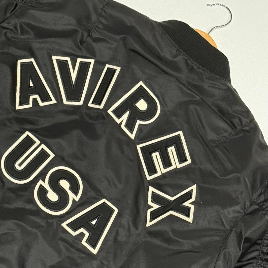 美品 AVIREX フライトジャケット アーチロゴ コマーシャルロゴ L 黒