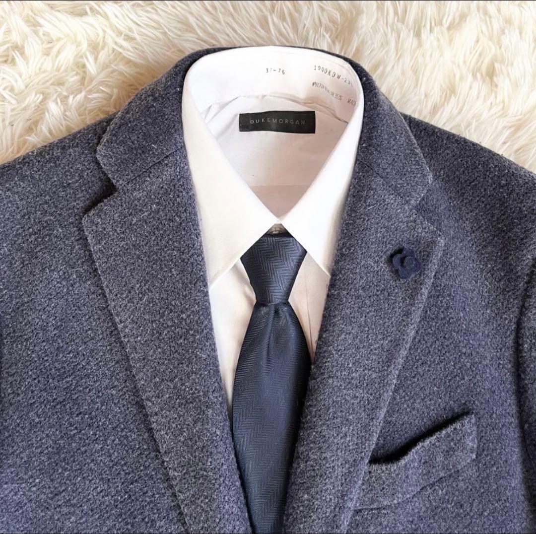 <美品> LARDINI ネイビー 起毛ウールジャケット サイズ48