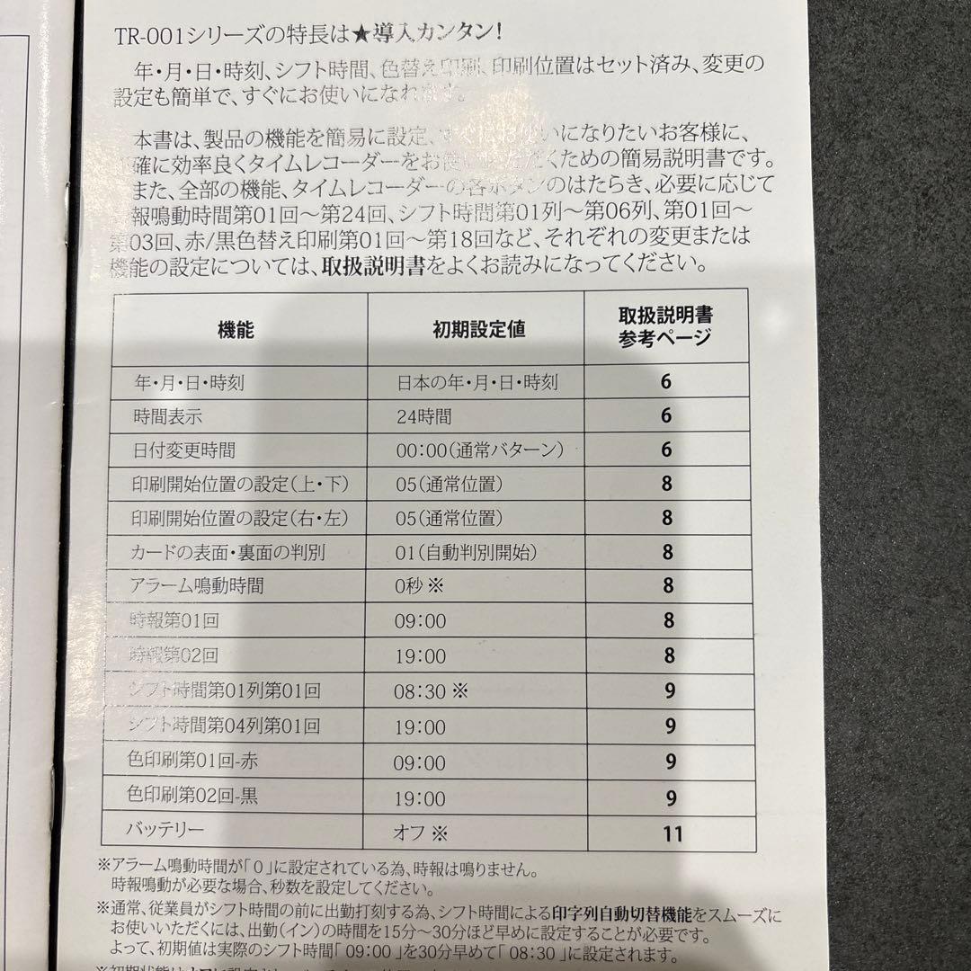 タイムカード本体　カード