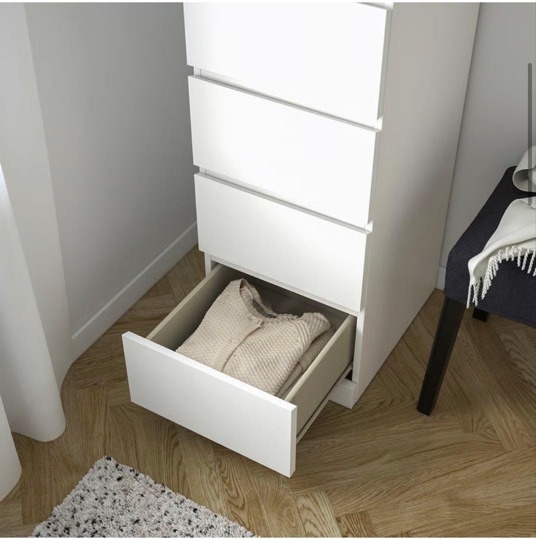 IKEA MALM マルム チェスト（引出し×6）ミラー付き ホワイト