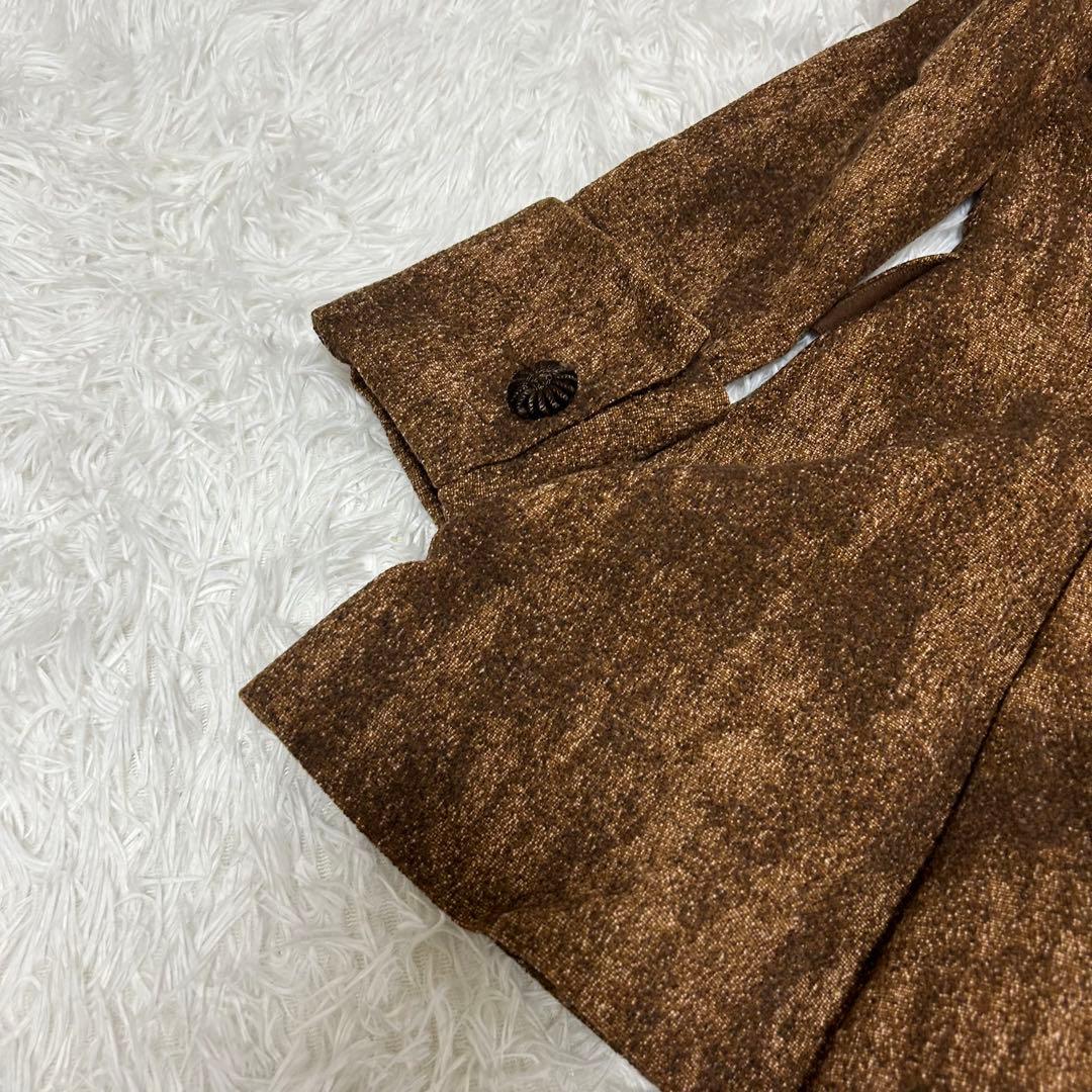 A FERRETTI ウールコート ファー衿 ダブルボタン ブラウン