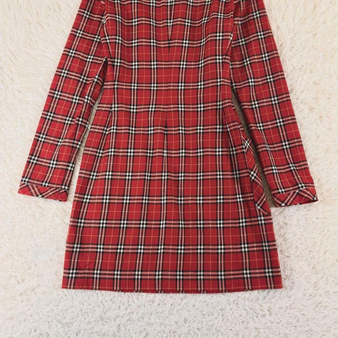 バーバリーブルーレーベル シャツワンピース ノバチェック Mサイズ レッド