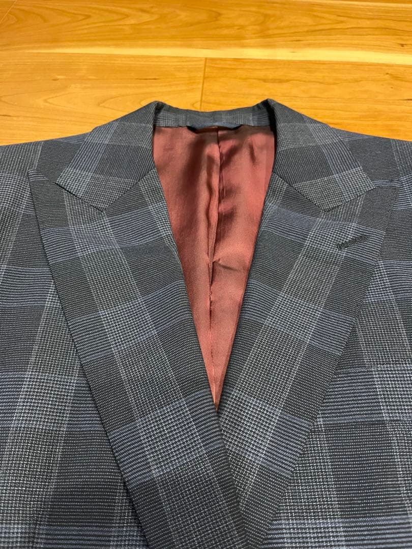 azabu tailor スーツ42A ネイビーチェック