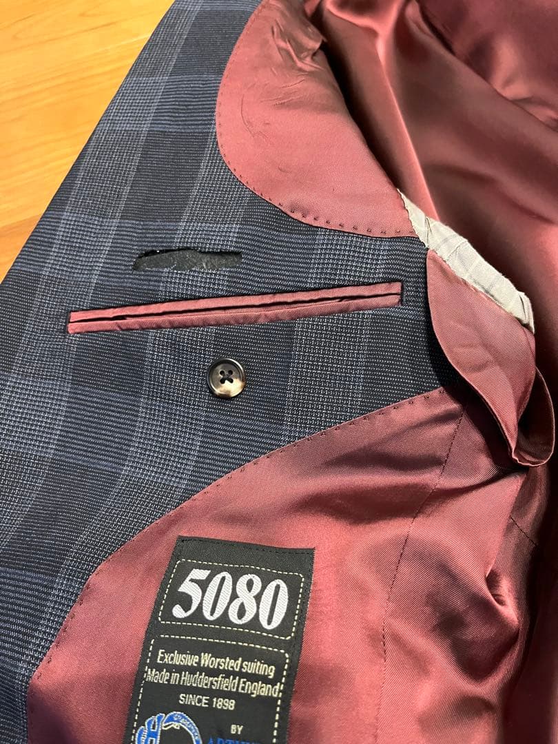 azabu tailor スーツ42A ネイビーチェック