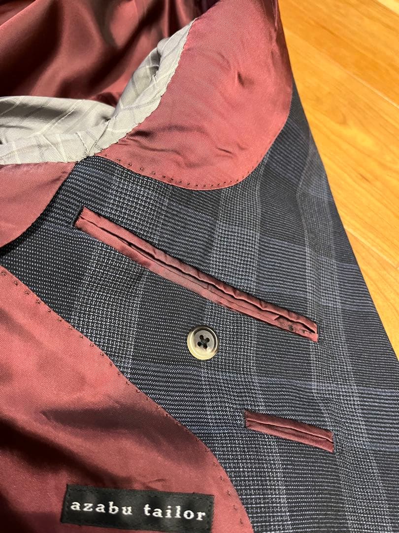 azabu tailor スーツ42A ネイビーチェック