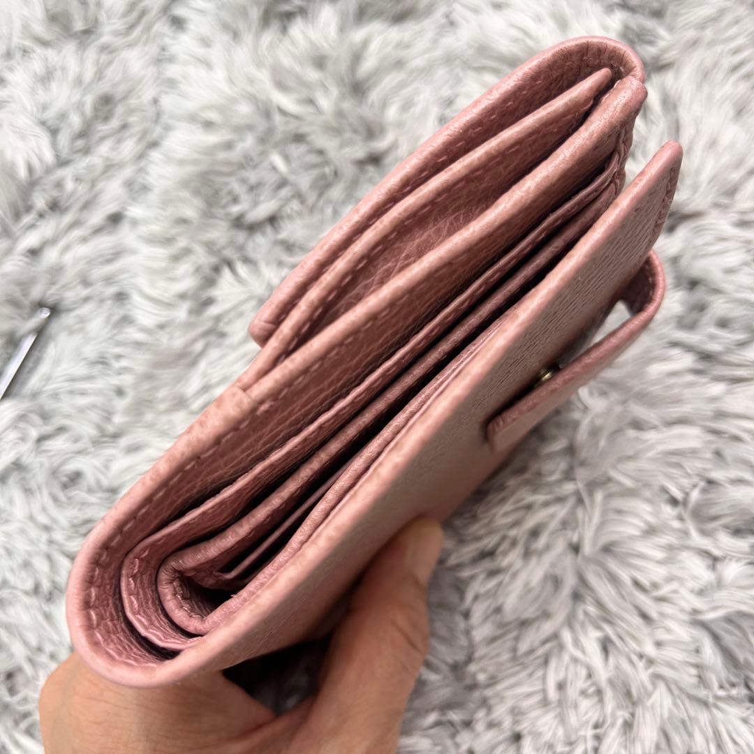 極美品✨GUCCI 折り財布　スウィング　シボレザー　ピンクベージュ　レディース