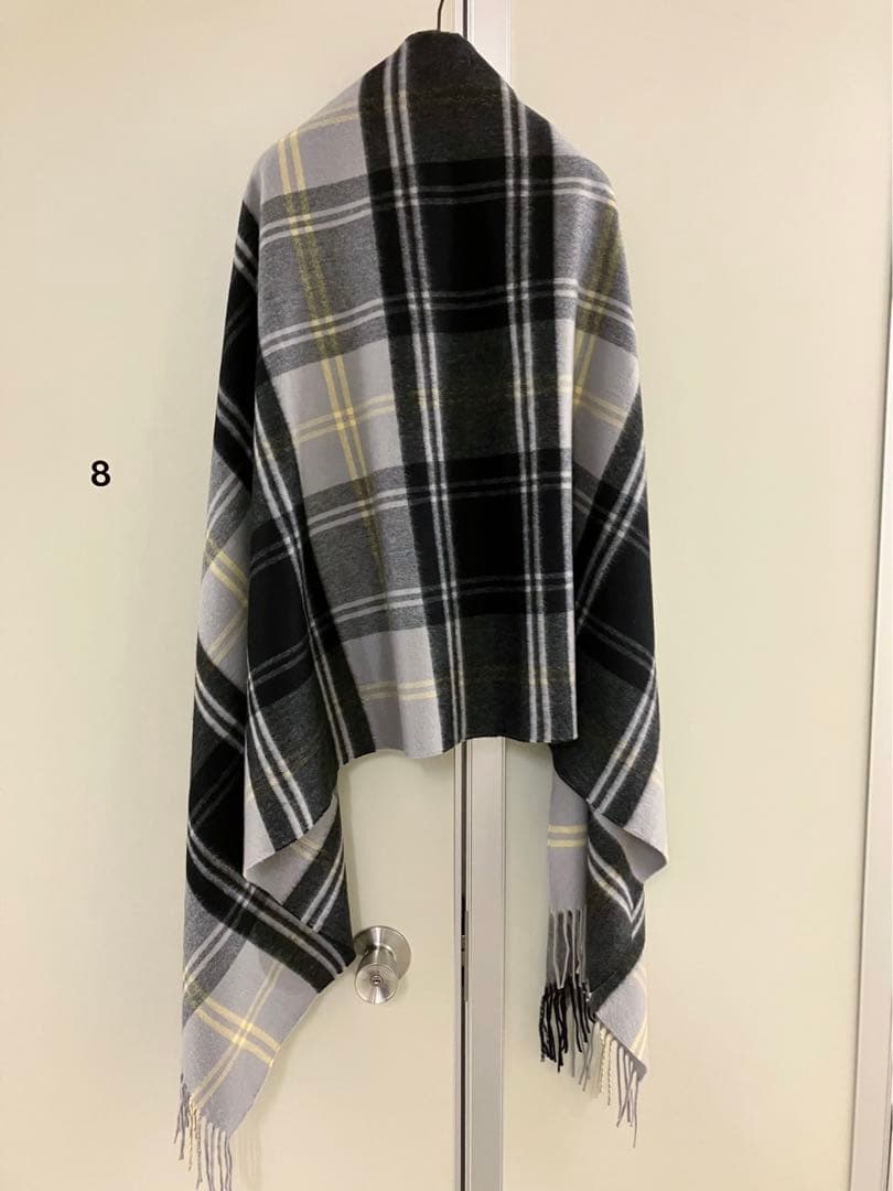 〓JOHNSTONS OF ELGIN〓グレー×黒 カシミヤ 大判ストール