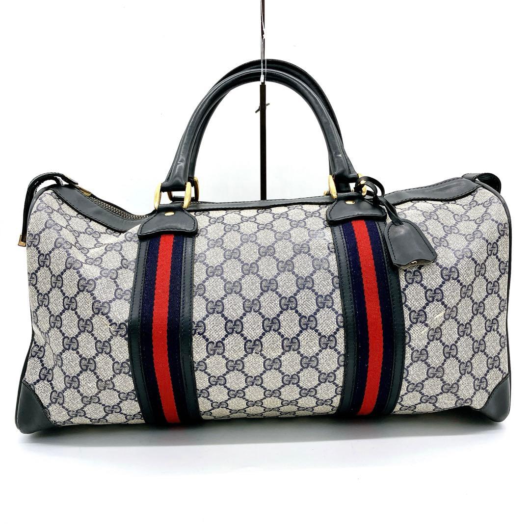 【GUCCI】ボストンバッグ　GGスプリーム シェリーライン　ゴールド金具