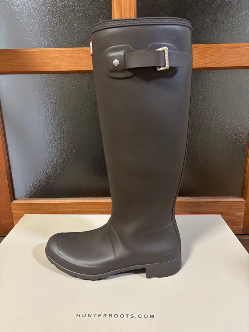 【袋付き】HUNTER ブラウン　25cm トールレインブーツ