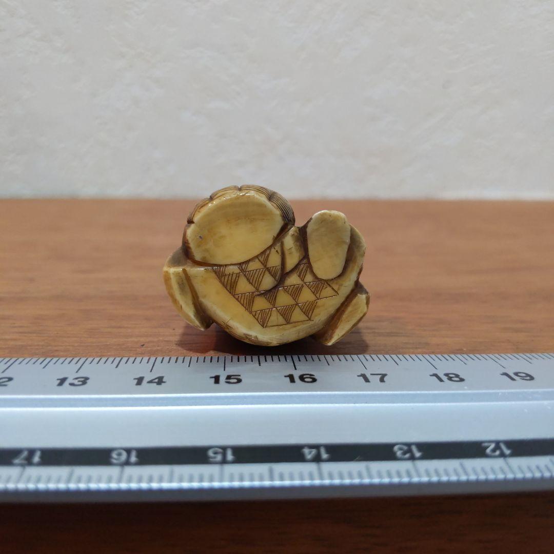 時代提物 七福神根付 天然素材 【寿老人】高さ約3.7cm 重さ約22ｇ縁起物