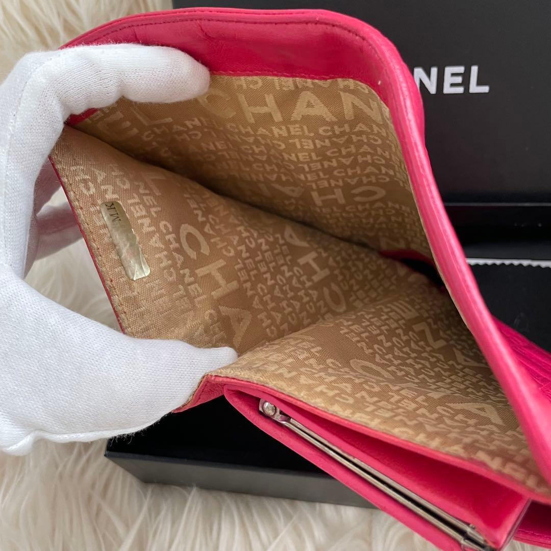 CHANEL シャネル アイコンライン 二つ折り財布 ピンク がま口 ココマーク