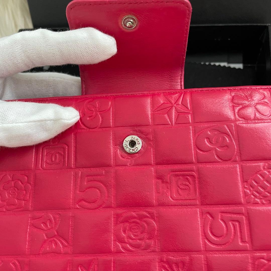 CHANEL シャネル アイコンライン 二つ折り財布 ピンク がま口 ココマーク
