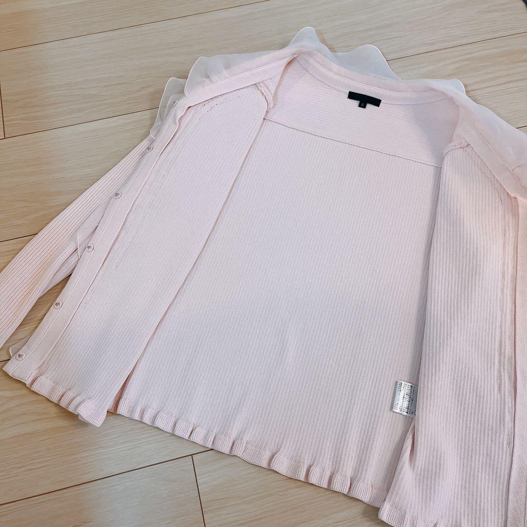 TO BE CHIC フリル　リブ　ピンク　カーディガン Mサイズ　桜