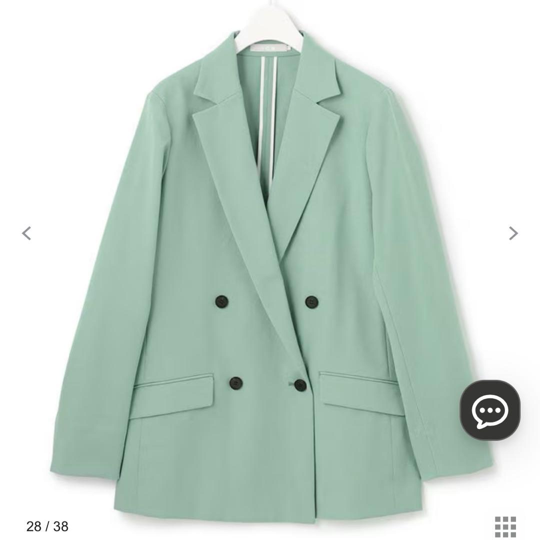 美品iCB LooseWeave ダブルブレストジャケットグリーン 6(L)