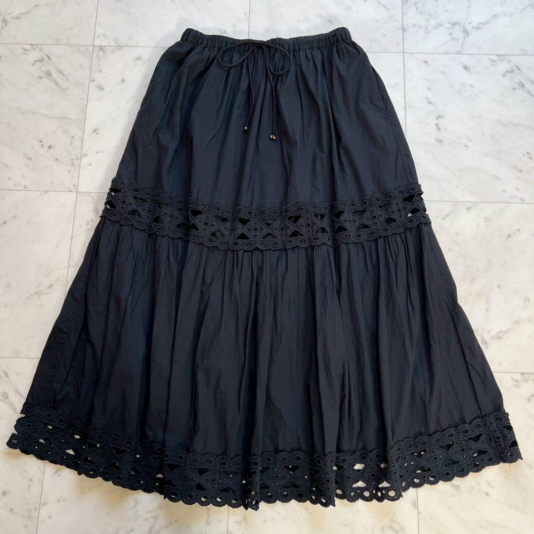 AAYUSHI×Cloth&Cross 2024 レースティアードスカート 黒