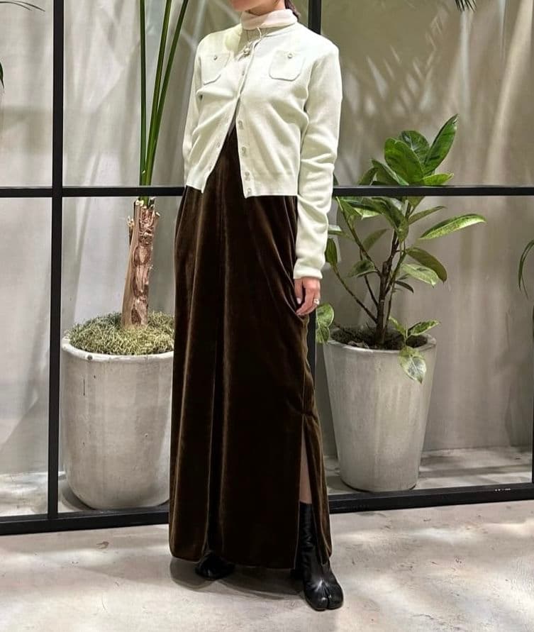 CABaN コットンカシミヤ クルーネックカーディガン ライトグリーン S
