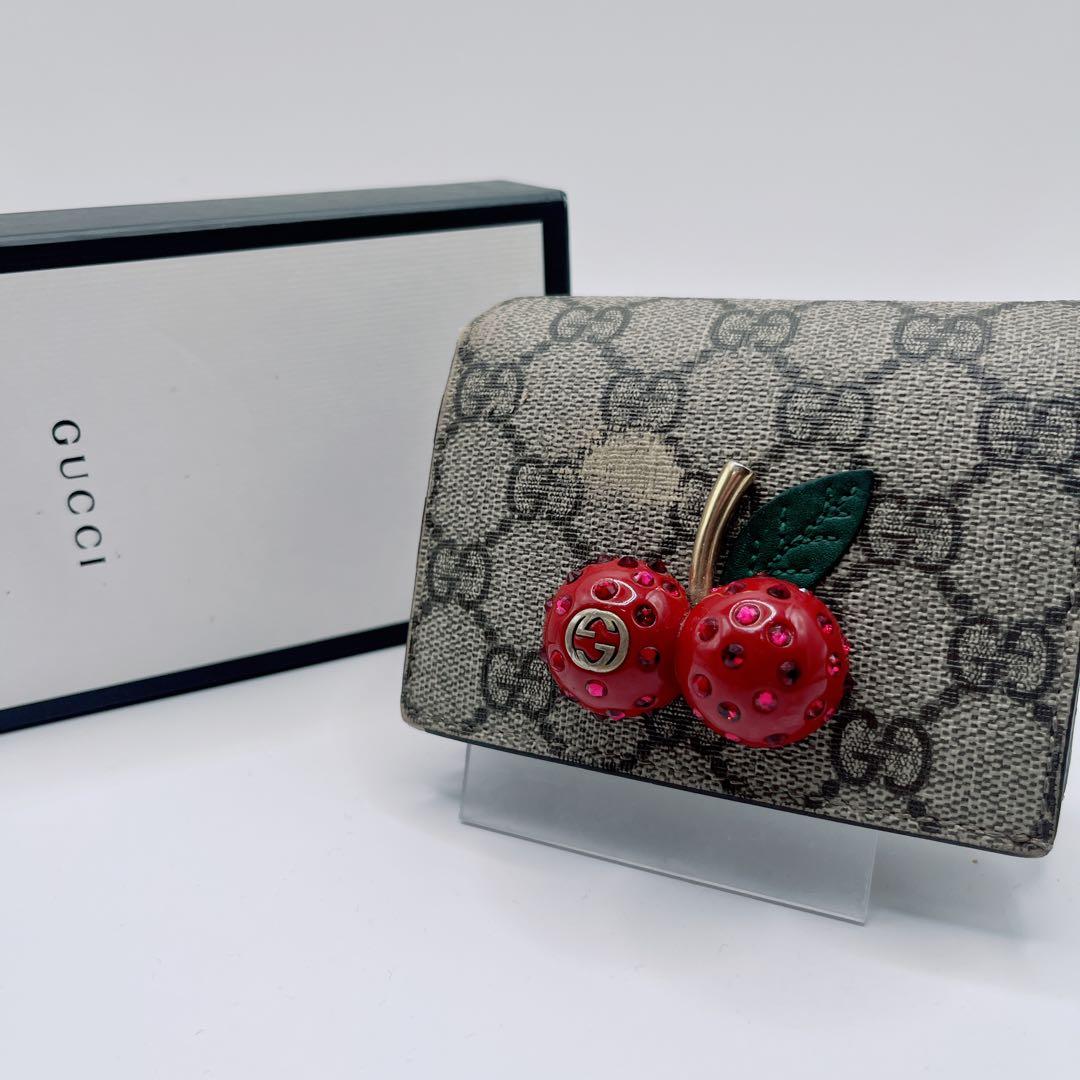 レア✨GUCCI グッチ チェリー 二つ折り財布 GGスプリーム チェリー 箱付
