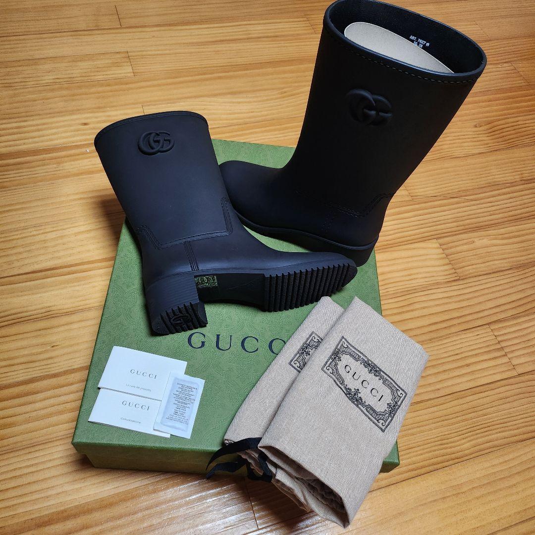 【新品】GUCCI 長靴 レインシューズ レインブーツ GGロゴ付き