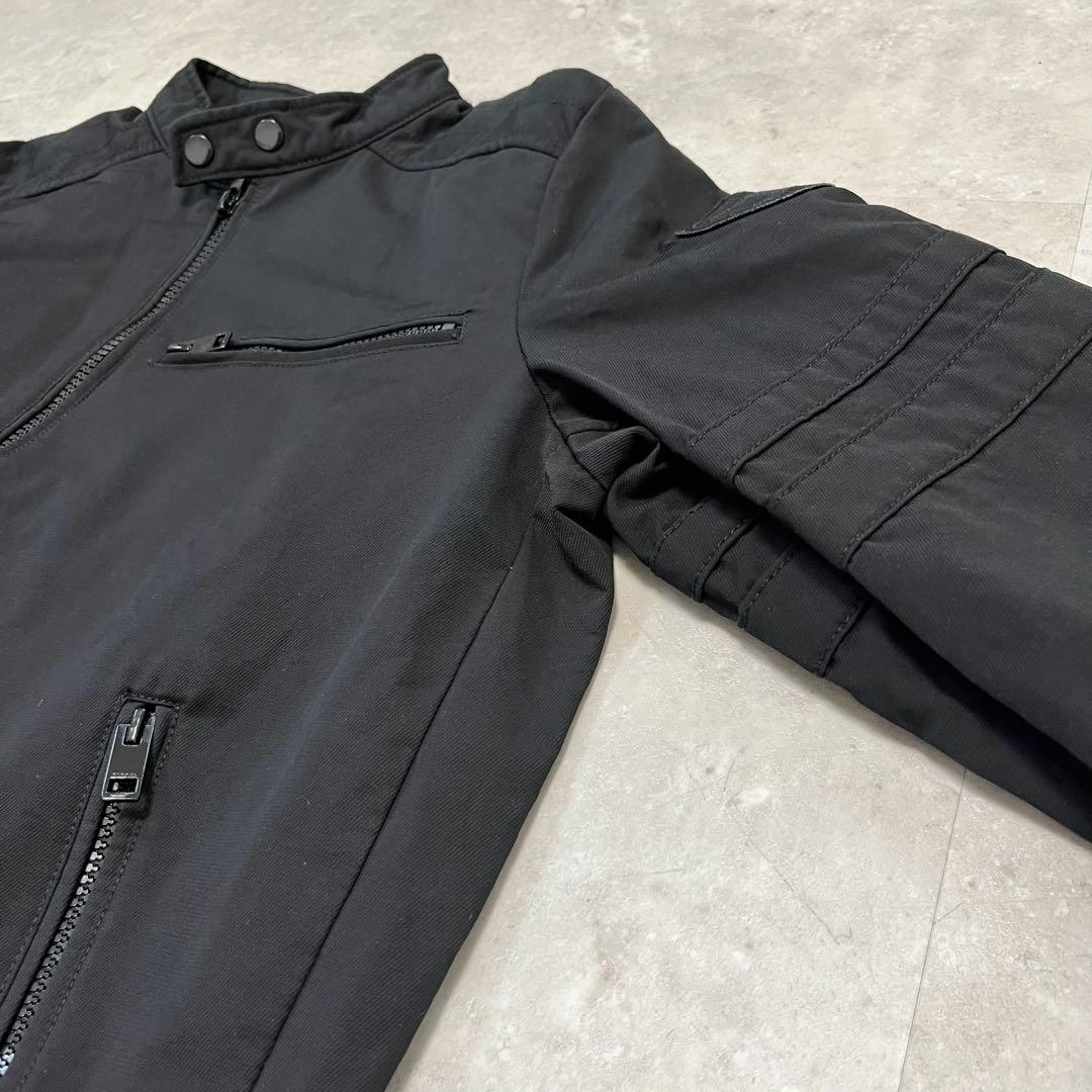 美品 DIESEL ライダースジャケット Dロゴワッペン L ブラック