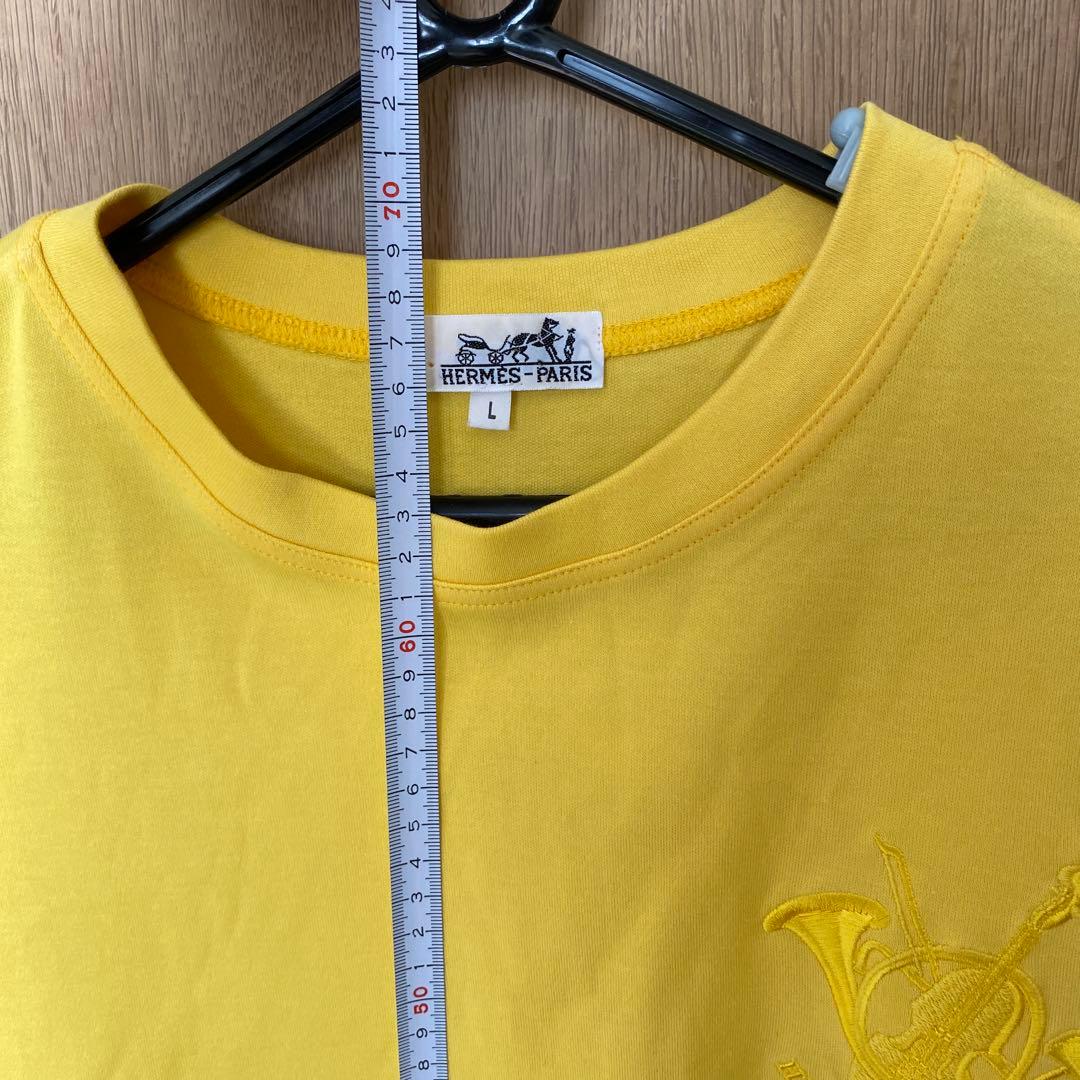 エルメス　tシャツ Lサイズ　黄色　刺繍　楽器　バイオリン　希少